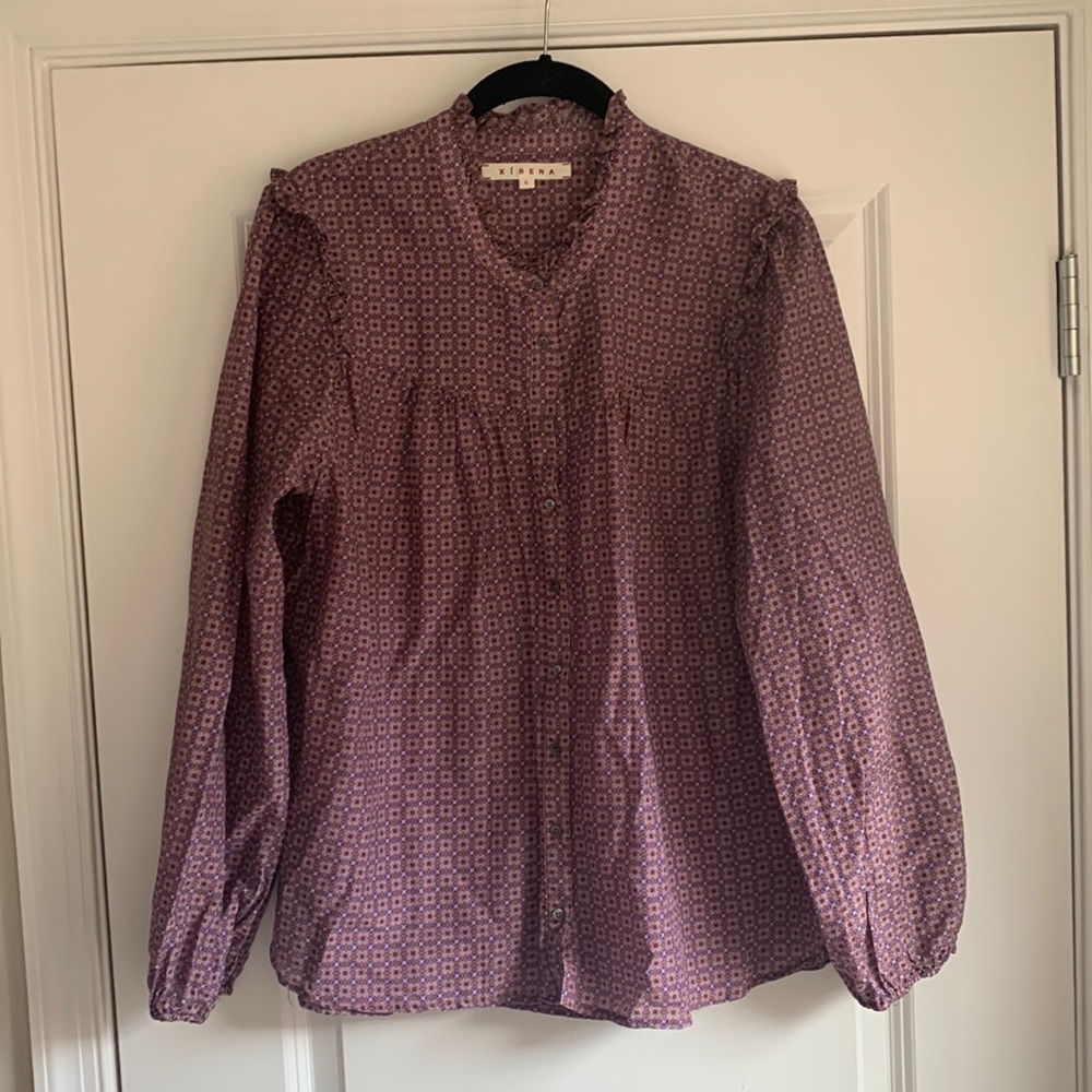 Xirena Purple Ruffle Blouse